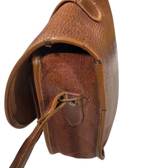 Cuir Vrai Leather Shoulder Bag Handmade in France Vintage - Picture 10 of 13